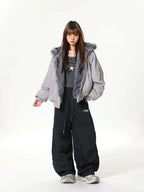 Retro Suede Faux Fur Reversible Padded Jacket   OL2121