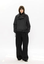 Asymmetric Zip Belted Structured Jacket   OL2122