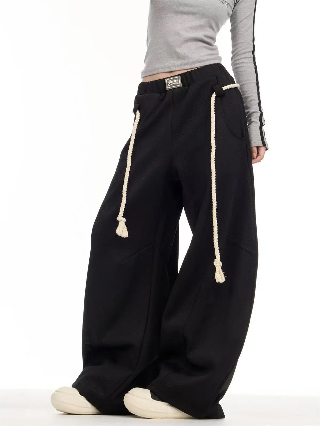 Retro Wide Leg Curved Sweat Pants   OL2123