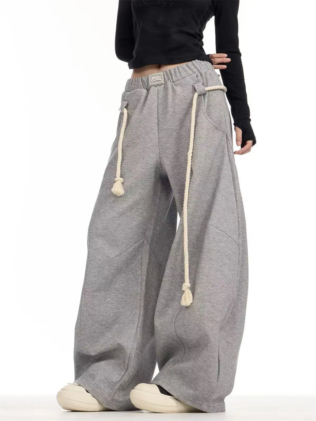 Retro Wide Leg Curved Sweat Pants   OL2123