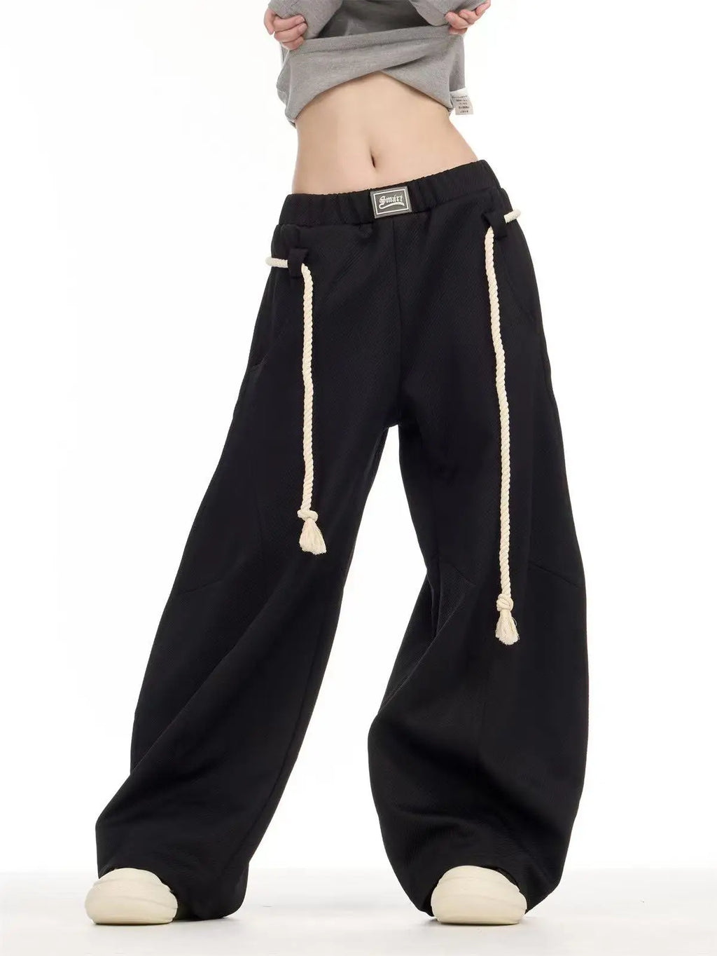 Retro Wide Leg Curved Sweat Pants   OL2123