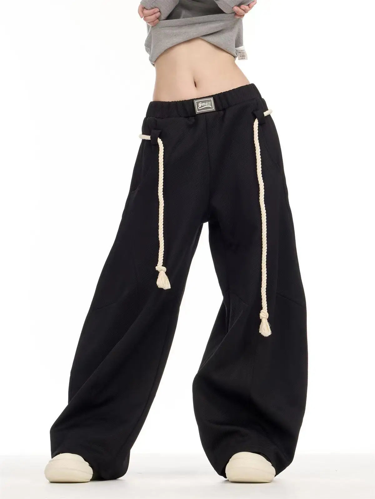 Retro Wide Leg Curved Sweat Pants   OL2123
