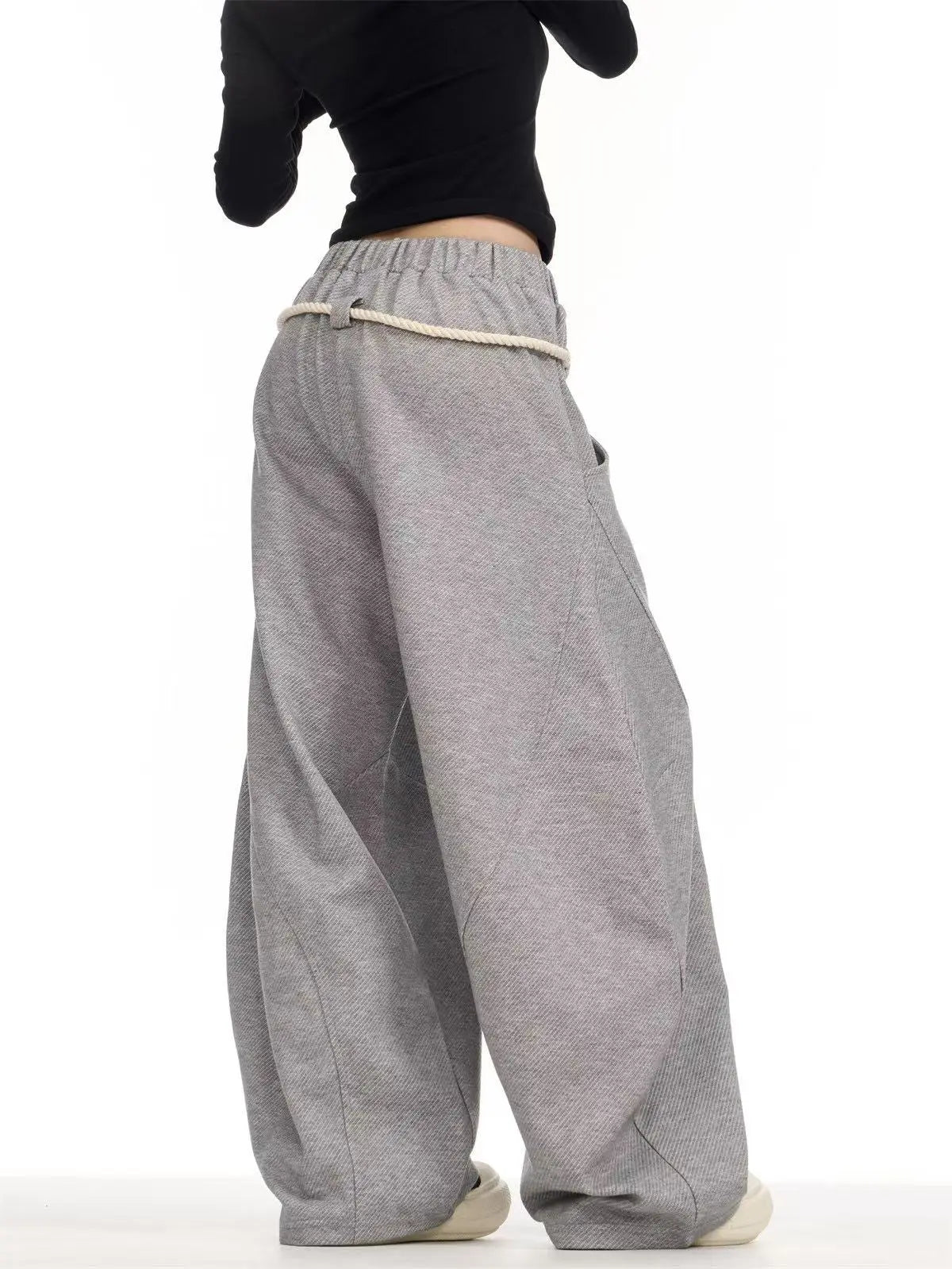 Retro Wide Leg Curved Sweat Pants   OL2123