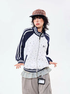 Vintage Star Panel Zip Hoodie Jacket   OL2125