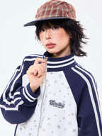 Vintage Star Panel Zip Hoodie Jacket   OL2125