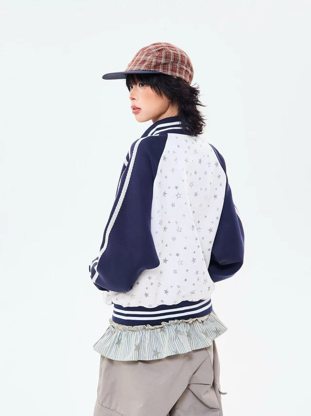 Vintage Star Panel Zip Hoodie Jacket   OL2125