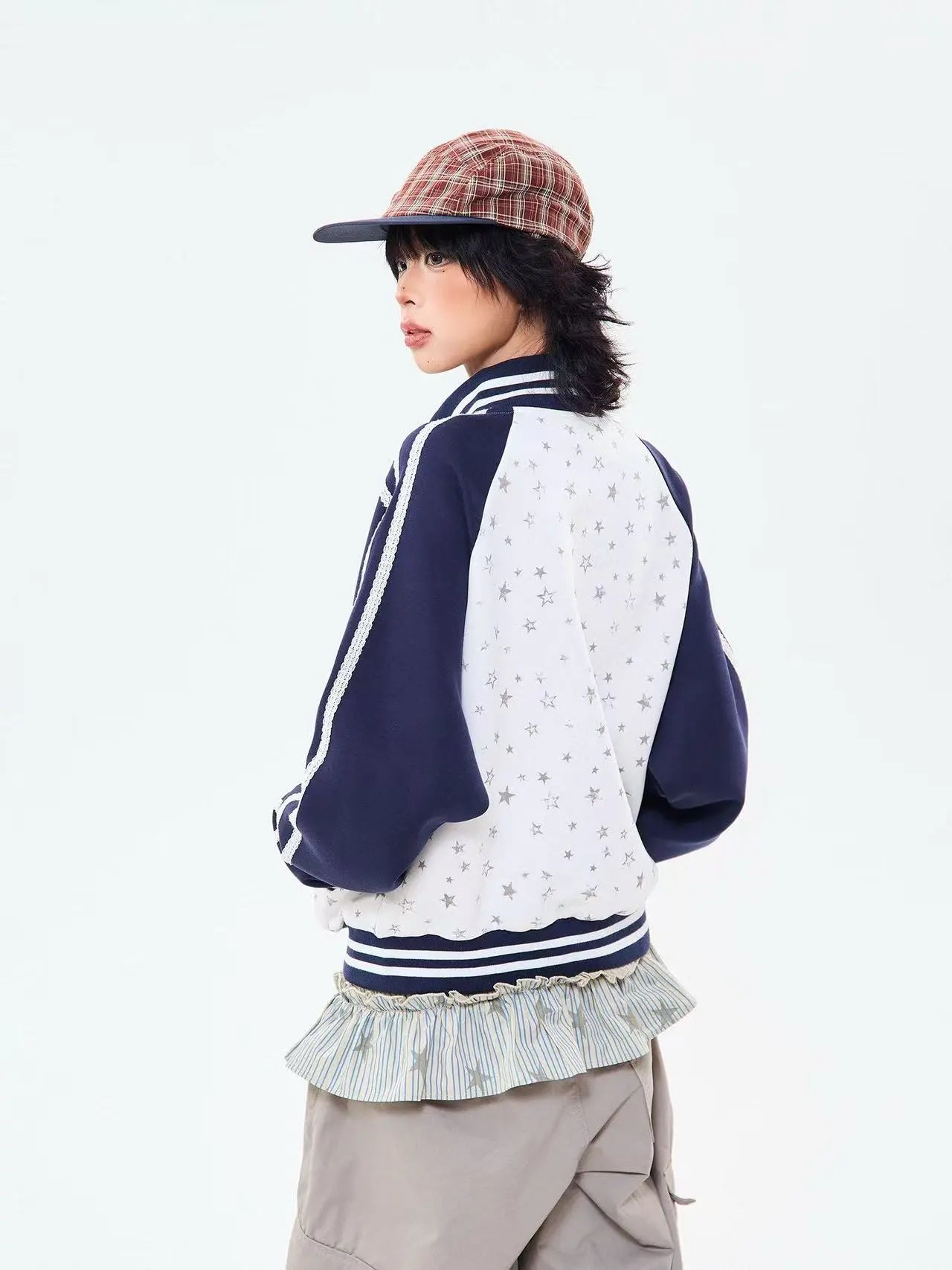 Vintage Star Panel Zip Hoodie Jacket   OL2125