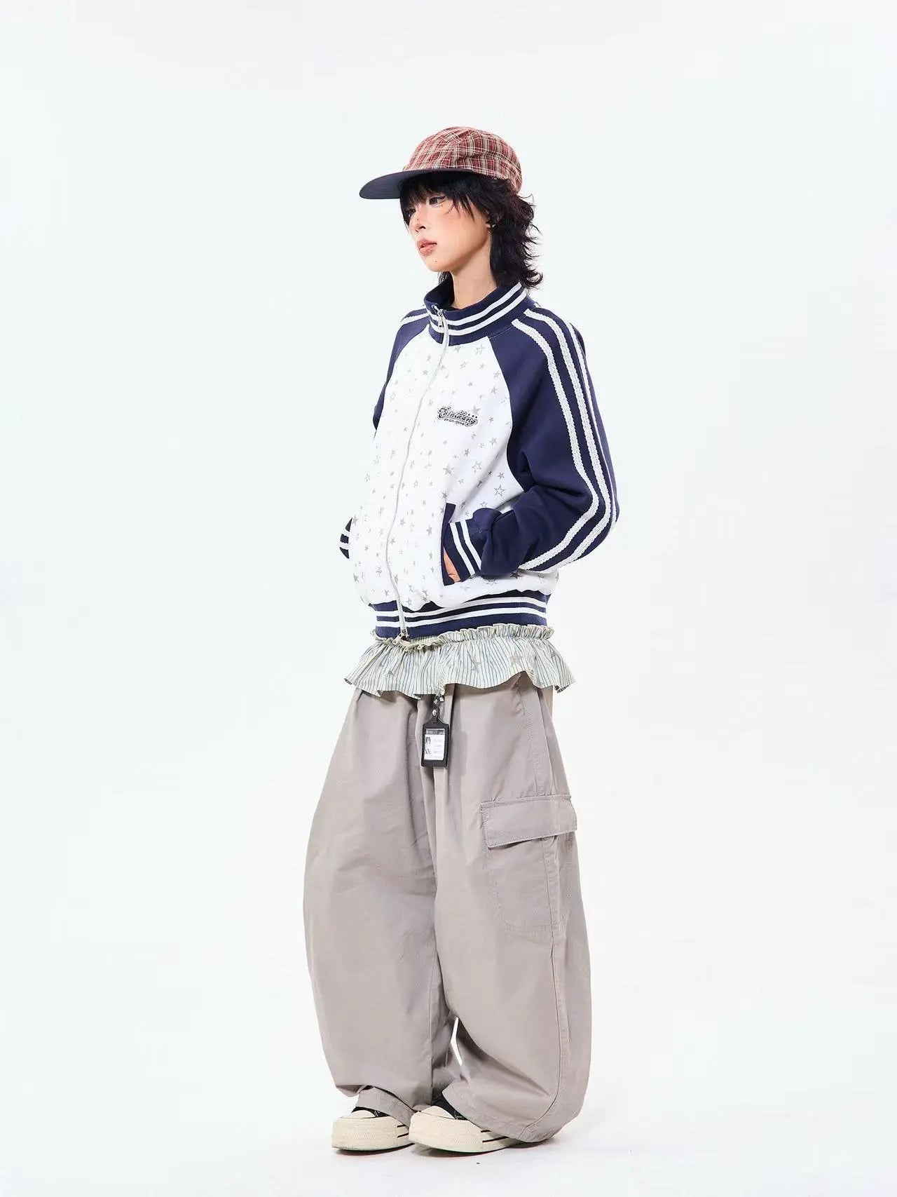 Vintage Star Panel Zip Hoodie Jacket   OL2125