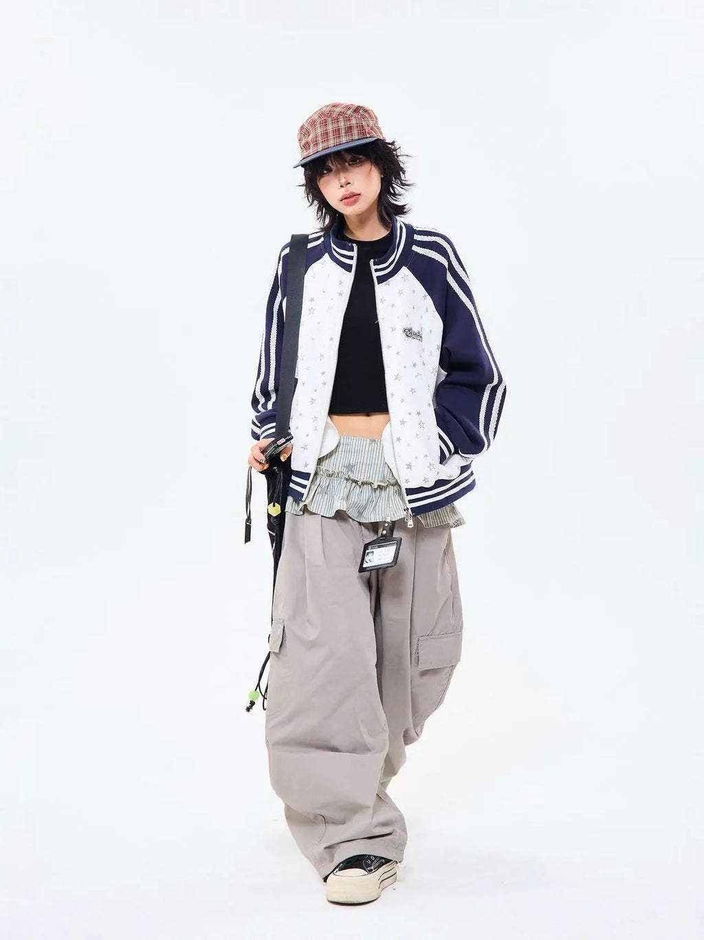 Vintage Star Panel Zip Hoodie Jacket   OL2125