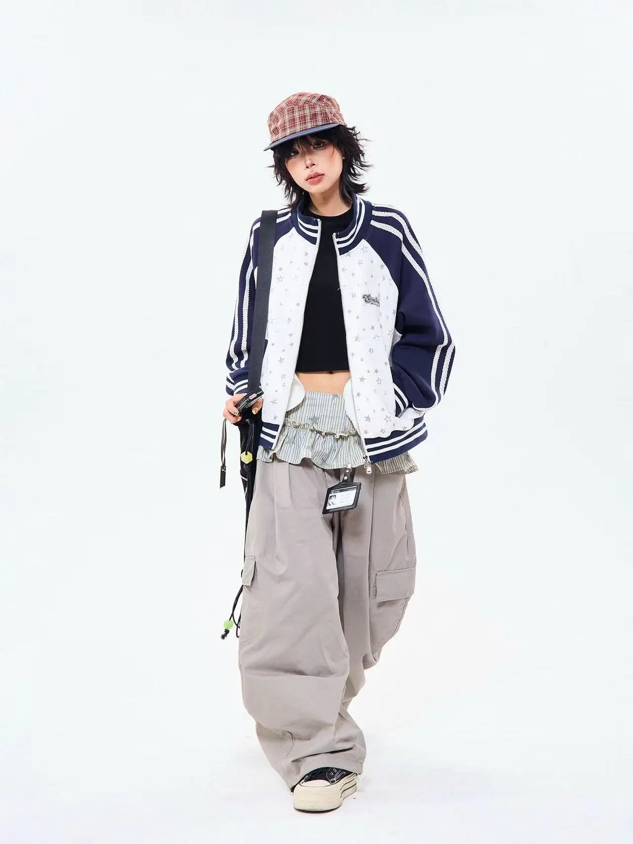 Vintage Star Panel Zip Hoodie Jacket   OL2125