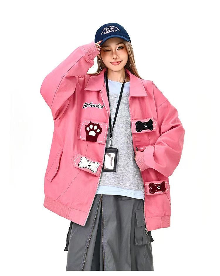 Vintage Playful Graphic Jacket   OL2126