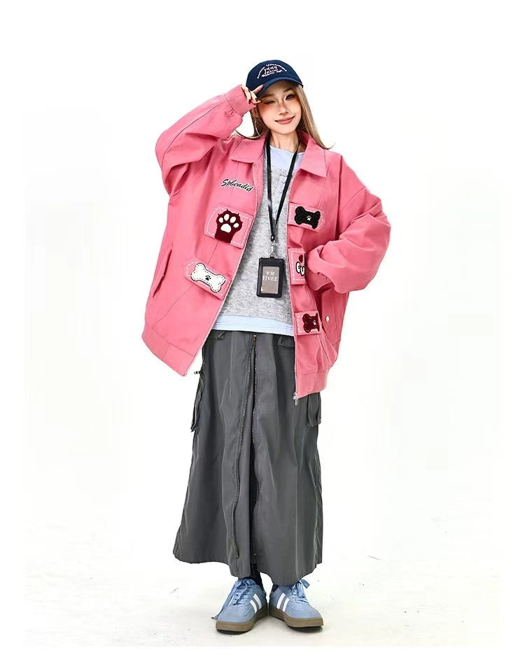 Vintage Playful Graphic Jacket   OL2126