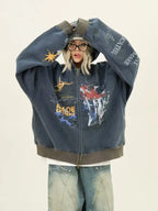 Graffiti Print Zip Hoodie Jacket   oliviroa オリヴィオラ