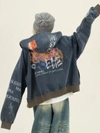 Graffiti Print Zip Hoodie Jacket   OL2127