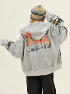 Graffiti Print Zip Hoodie Jacket   OL2127