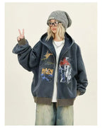 Graffiti Print Zip Hoodie Jacket   OL2127