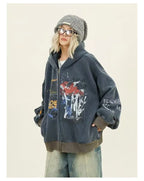 Graffiti Print Zip Hoodie Jacket   OL2127