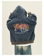 Graffiti Print Zip Hoodie Jacket   OL2127
