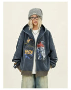 Graffiti Print Zip Hoodie Jacket   OL2127