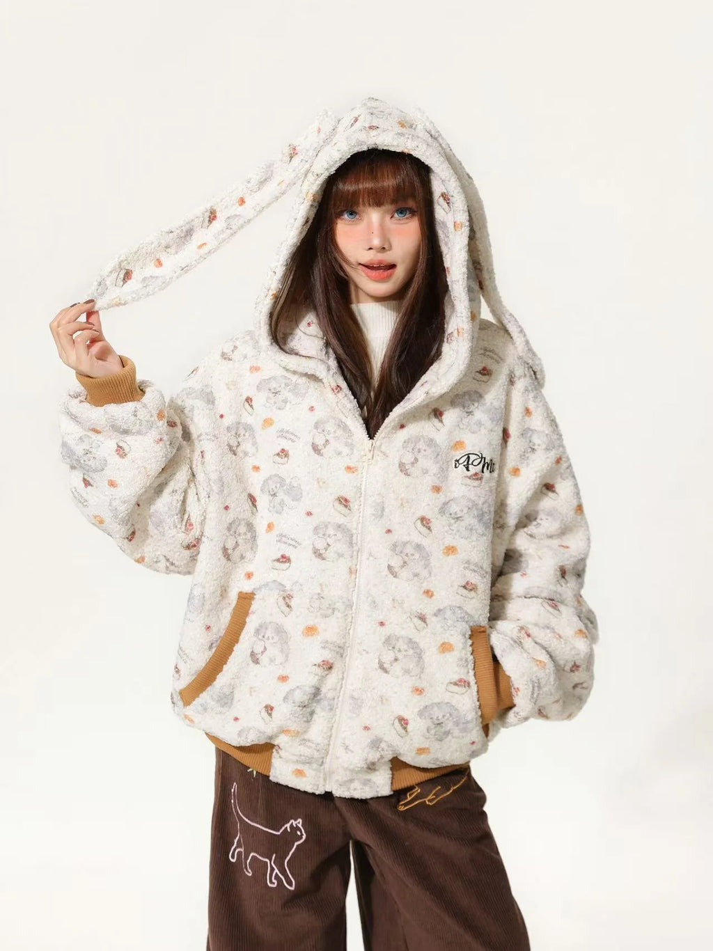 Playful Bunny Ear Hooded Jacket   oliviroa オリヴィオラ