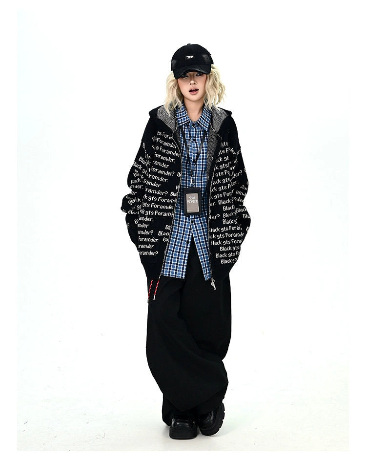 Letter Print Oversized Cardigan   OL2133