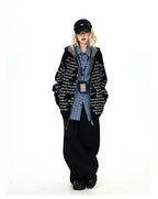 Letter Print Oversized Cardigan   OL2133