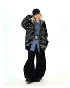 Letter Print Oversized Cardigan   OL2133