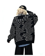 Letter Print Oversized Cardigan   OL2133