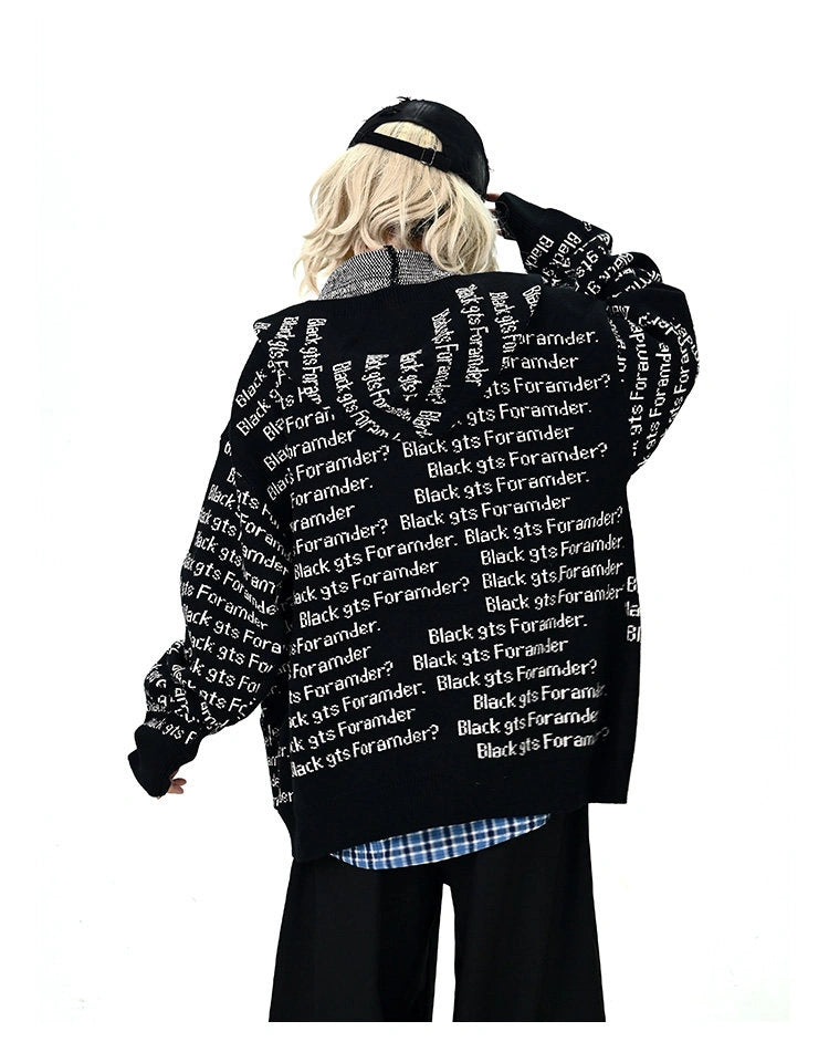 Letter Print Oversized Cardigan   OL2133
