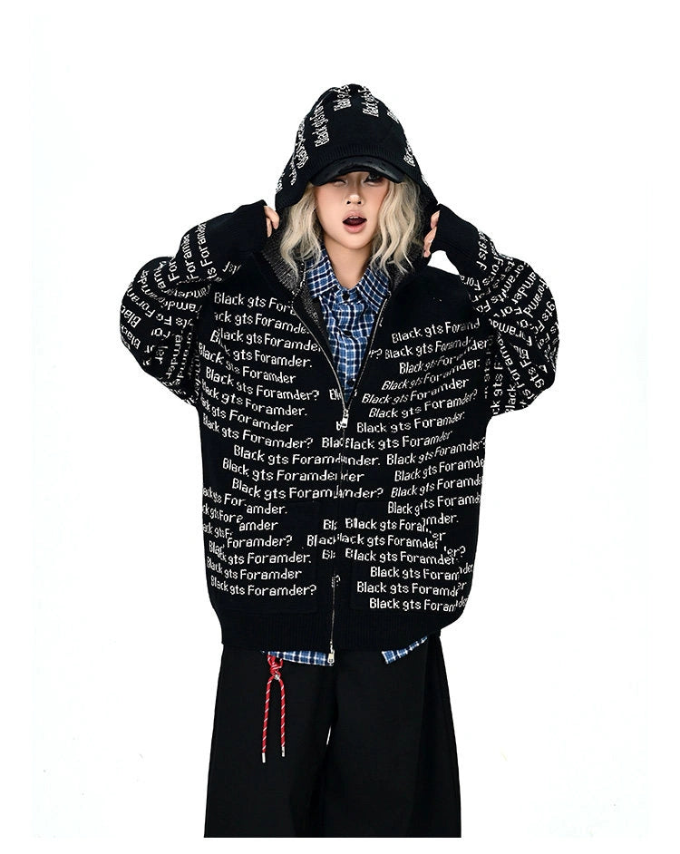 Letter Print Oversized Cardigan   oliviroa オリヴィオラ