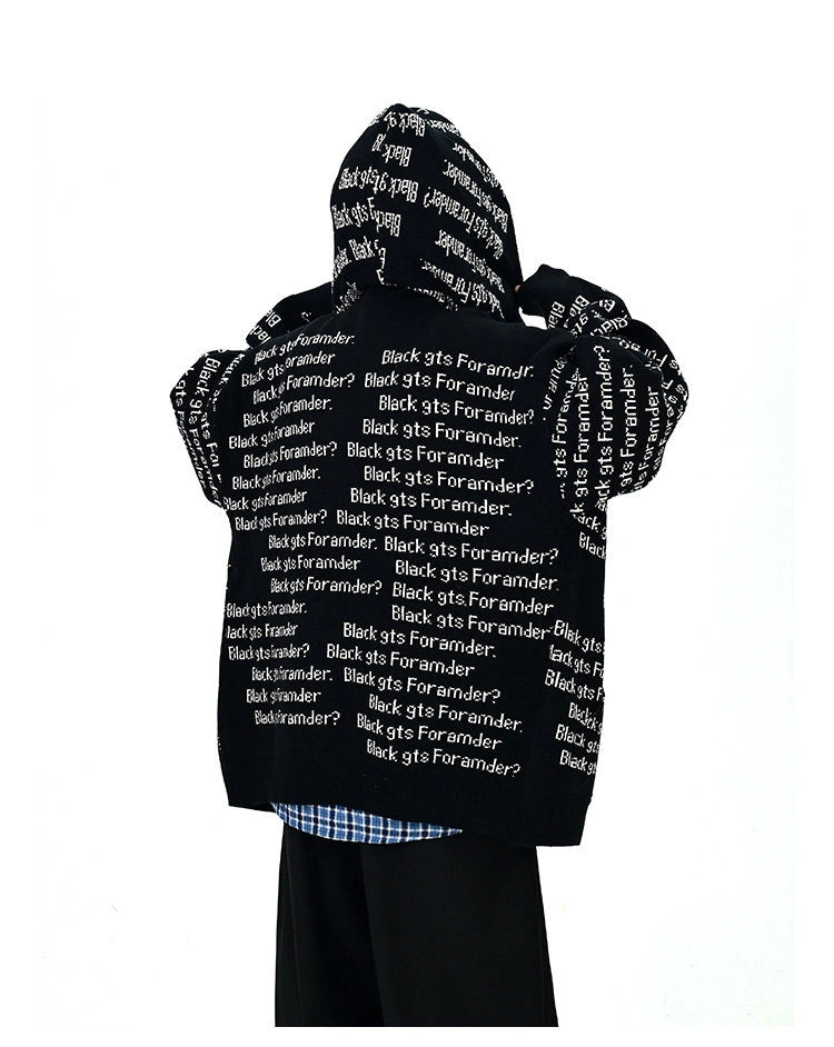 Letter Print Oversized Cardigan   OL2133