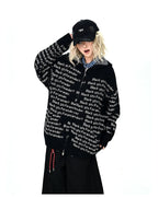 Letter Print Oversized Cardigan   OL2133