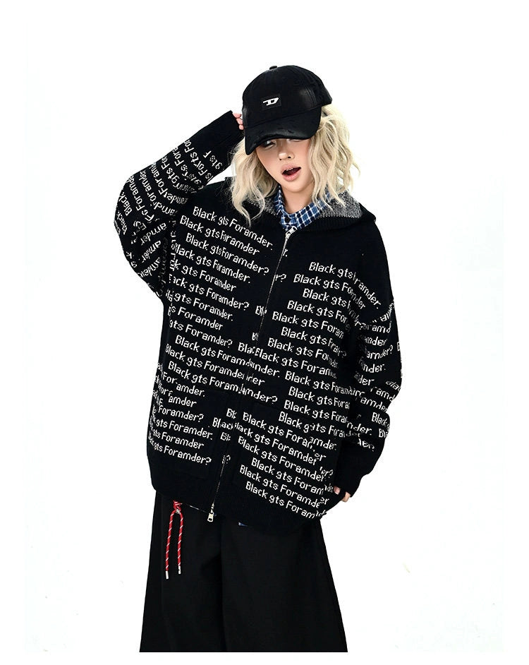 Letter Print Oversized Cardigan   OL2133