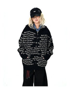 Letter Print Oversized Cardigan   oliviroa オリヴィオラ