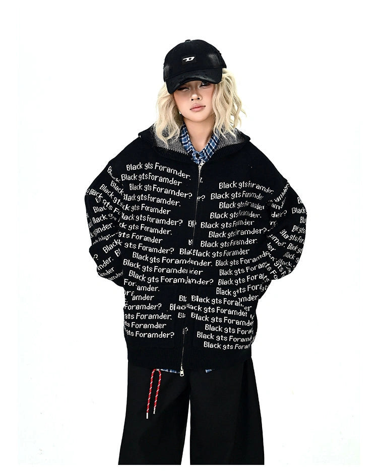 Letter Print Oversized Cardigan   OL2133