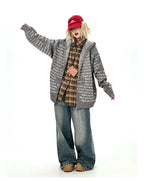 Letter Print Oversized Cardigan   OL2133