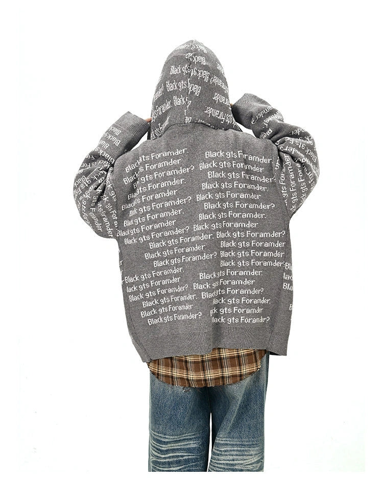 Letter Print Oversized Cardigan   OL2133