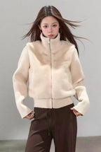 Textured Faux Fur Panel Jacket   oliviroa オリヴィオラ