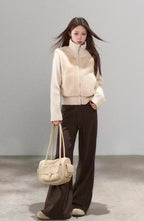 Textured Faux Fur Panel Jacket OL2138