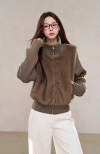Textured Faux Fur Panel Jacket OL2138