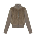 Textured Faux Fur Panel Jacket OL2138