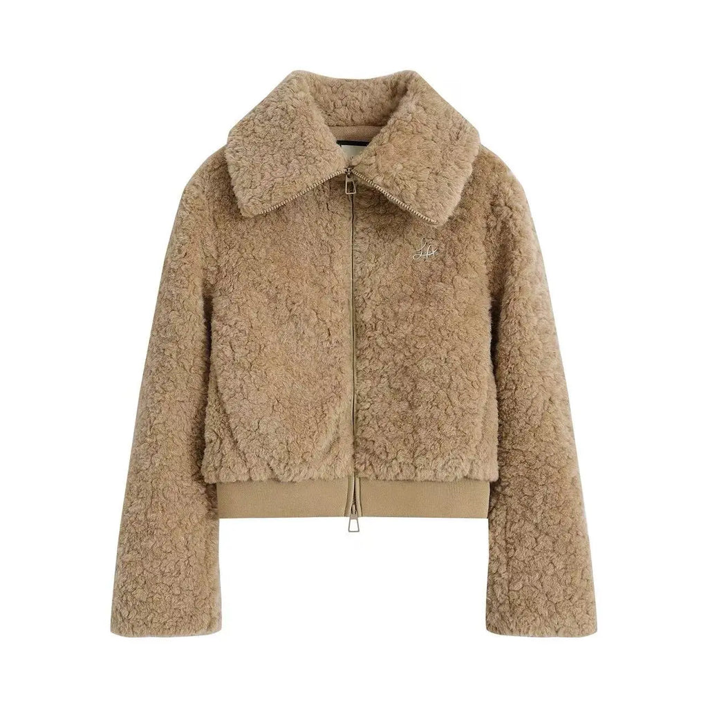 Structured Faux Fur Collar Short Jacket   OL2140