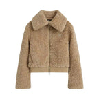 Structured Faux Fur Collar Short Jacket   OL2140