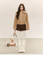 Structured Faux Fur Collar Short Jacket   OL2140