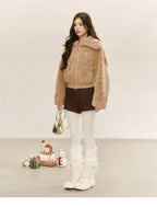 Structured Faux Fur Collar Short Jacket   OL2140