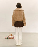 Structured Faux Fur Collar Short Jacket   OL2140