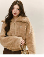 Structured Faux Fur Collar Short Jacket   OL2140