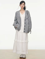 Relaxed Color Dot Cardigan Dress Set OL2142