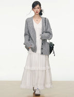 Relaxed Color Dot Cardigan Dress Set OL2142