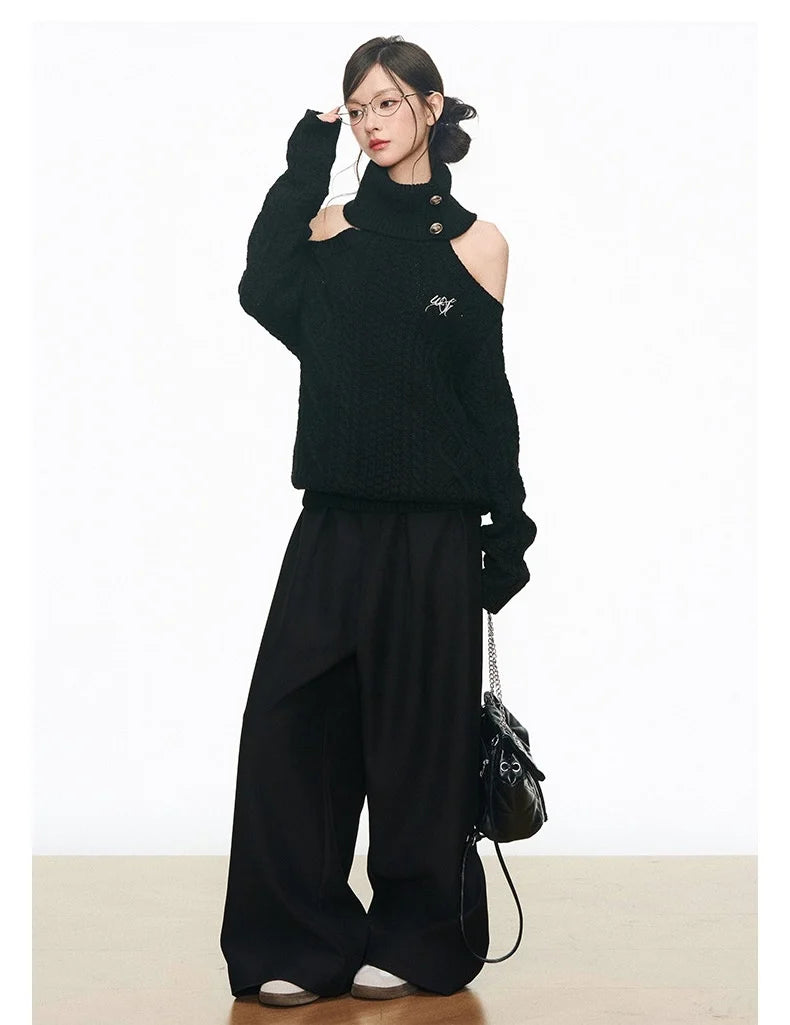 Silver Button Off Shoulder Knit Top   oliviroa オリヴィオラ